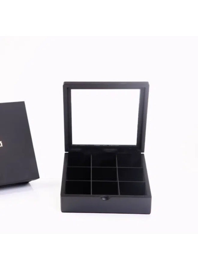 Foxiwood Premium Wooden Tea Box-9 Slot -Black - Image 2